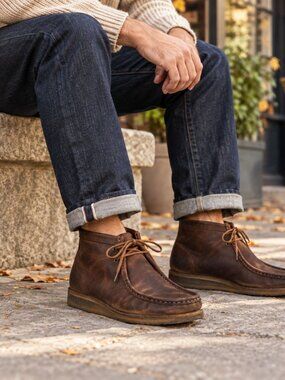 Clarks Originals Wallabee Brown Beeswax Leather Boots Men 10 Preppy Casual Frida